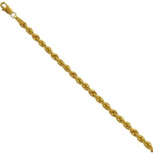 10kt Yellow Gold over Sterling Silver Rope Chain, 22"