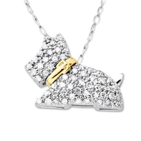 1/4 ct Diamond Scottie Dog Pendant Necklace in 10kt Two-Tone Gold