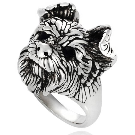 Brinley Co. Women's Sterling Silver Terrier Dog Face Fashion Ring