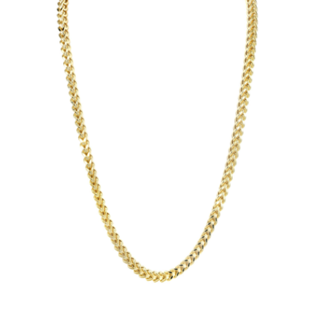 Hollow Mens Franco Chain 10K Yellow Gold 3.7MM-22" Inches
