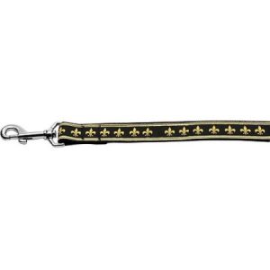 Mirage 125-159 1004 Black and Gold Fleur de Lis Nylon Dog Leash 4'