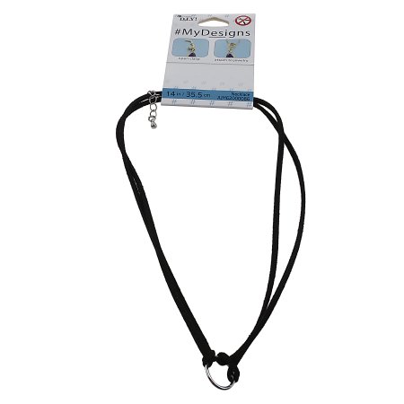 MyDesigns 14 Black Cord Silver Ring Choker Necklace