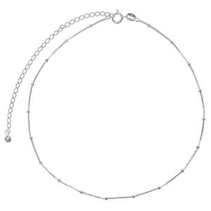 Primrose Sterling Silver Beaded Box Chain Choker Necklace, Women's, Grey