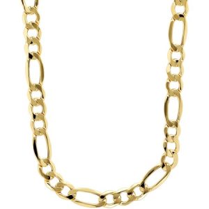 Simply Gold Men's 10kt Yellow Gold 7.55mm Figaro Chain, 22"