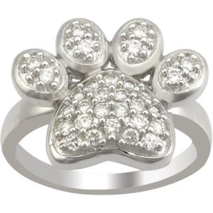 The Humane Society of the U.S. Sterling Silver and Pave CZ Dog Paw Ring