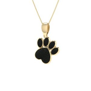 Trillion Designs 10k Yellow Gold 1/8 Ct Round Cut Black Diamond Dog Paw Pendant H-I I2