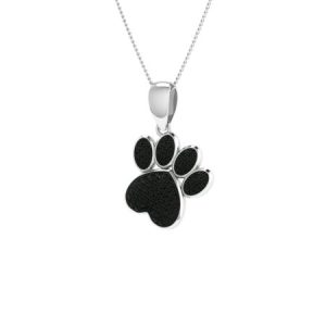 Trillion Designs S925 Sterling Silver 1/8 Ct Round Cut Natural Diamond Dog Paw Pendant H-I I2