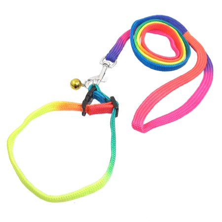 Unique Bargains 4.46ft Jingle Bell Decor Pet Dog Leads Colors Nylon Rope Leashes w Trigger Hook