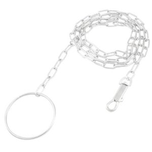 Unique Bargains Adjustable Silver Tone Metal Chain Leash Kit 67" for Dog Pet Training