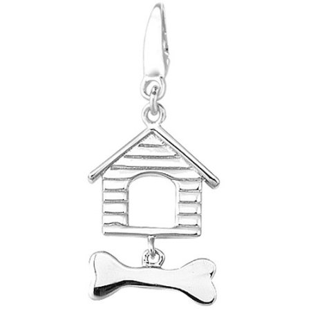 Women's Sterling Silver Dog House and Bone Clip-On Charm