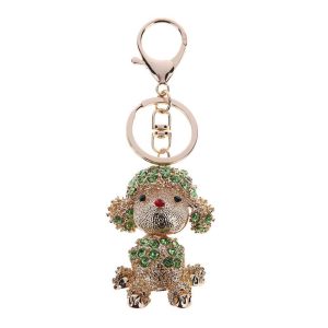 Lovely Dog Crystal Handbag Pendant Keyrings Keychains for Car Key Holder
