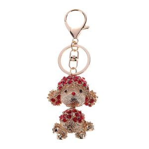Lovely Dog Crystal Handbag Pendant Keyrings Keychains for Car Key Holder