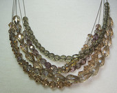 Multi Strand Crystal Layered choker, Faceted crystal necklace, Antique silver necklace, Crystal strand necklace, chunky crystal