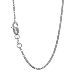 10K 24" White Gold 1.0mm Shiny Box Chain with Lobster Clasp