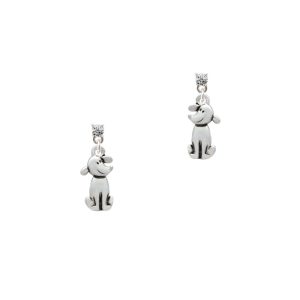 2-D Dog Silver Plated Crystal Post Earrings, Select Your Color