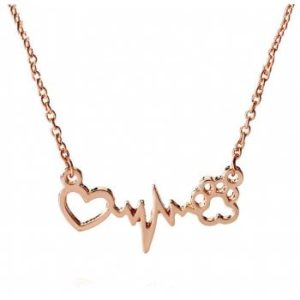 Bear's and Dog's Foot Print Electrocardiogram Necklace