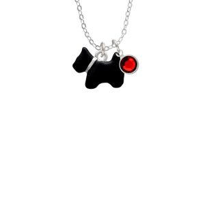 Black Scottie Dog Necklace with Red Crystal Drop