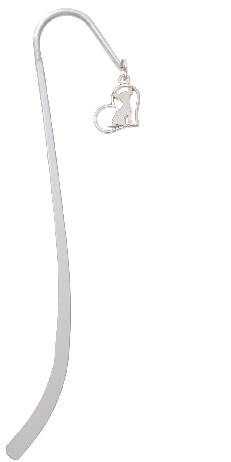 Chihuahua Silhouette Heart Charm Bookmark