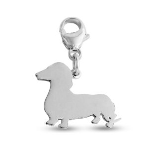 Dachshund Dog Silhouette Pet Animal Charm Pendant with a Lobster Claw Clasp #925 Sterling Silver #Azaggi P0382S_pc