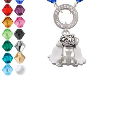 Dog Angel Custom Engraved Name Ring Crystal Necklace