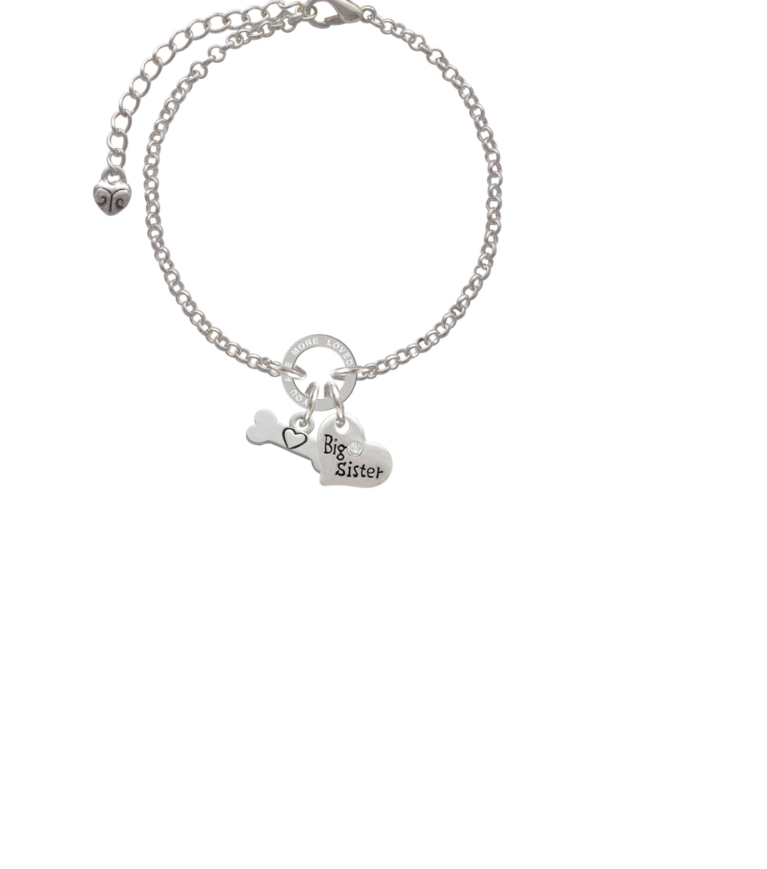 Dog Bone with Heart You Are Loved Circle Bracelet