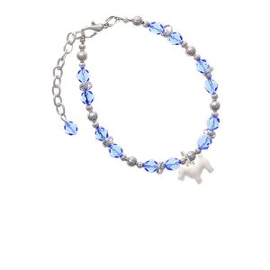 Flat Scottie Dog Light Blue Beaded Bracelet