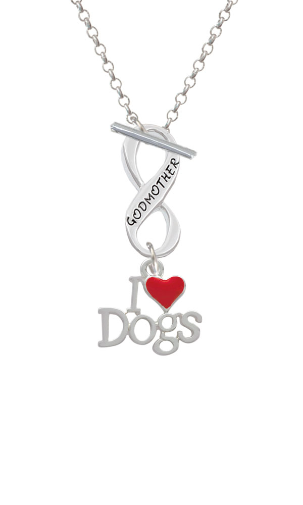 I love Dogs with Red Heart Godmother Infinity Toggle Necklace