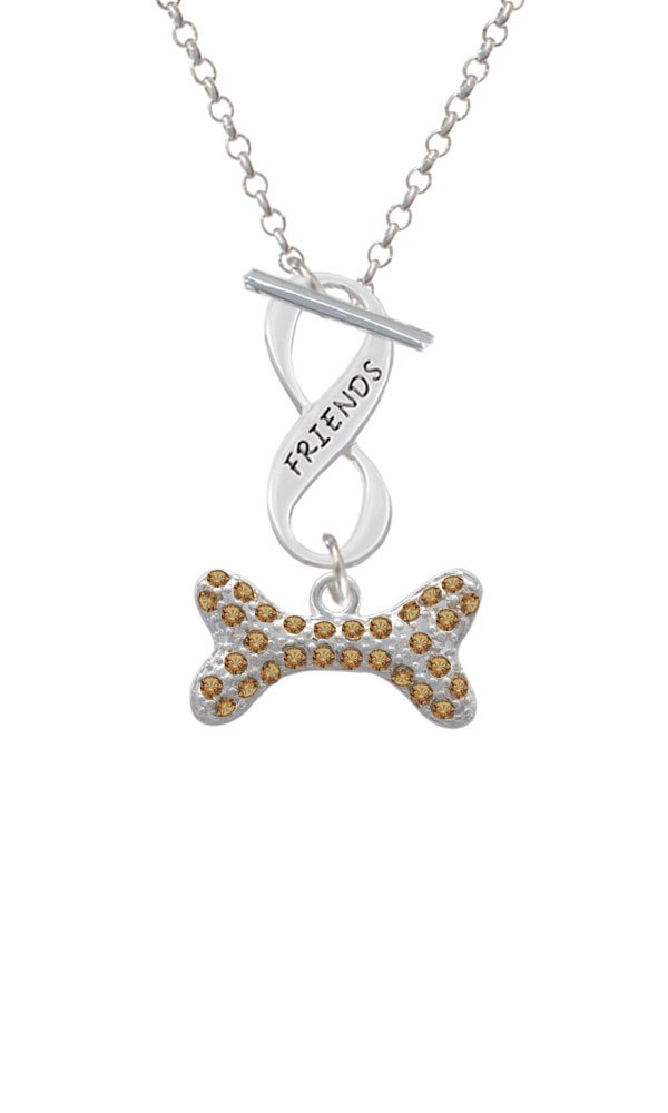 Large Brown Crystal Dog Bone Friends Infinity Toggle Necklace