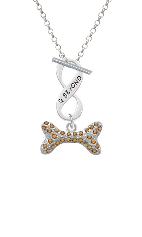Large Brown Crystal Dog Bone Infinity and Beyond Toggle Necklace