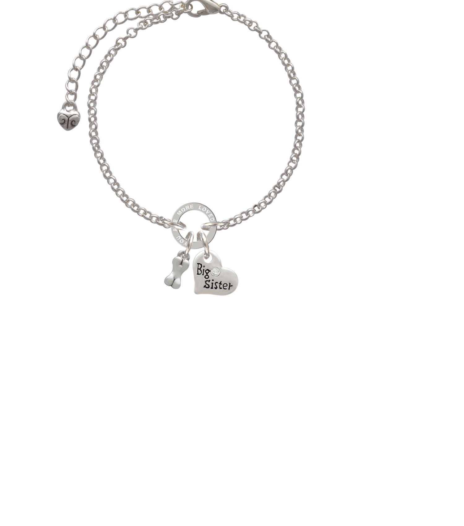 Mini 3-D Dog Bone You Are Loved Circle Bracelet