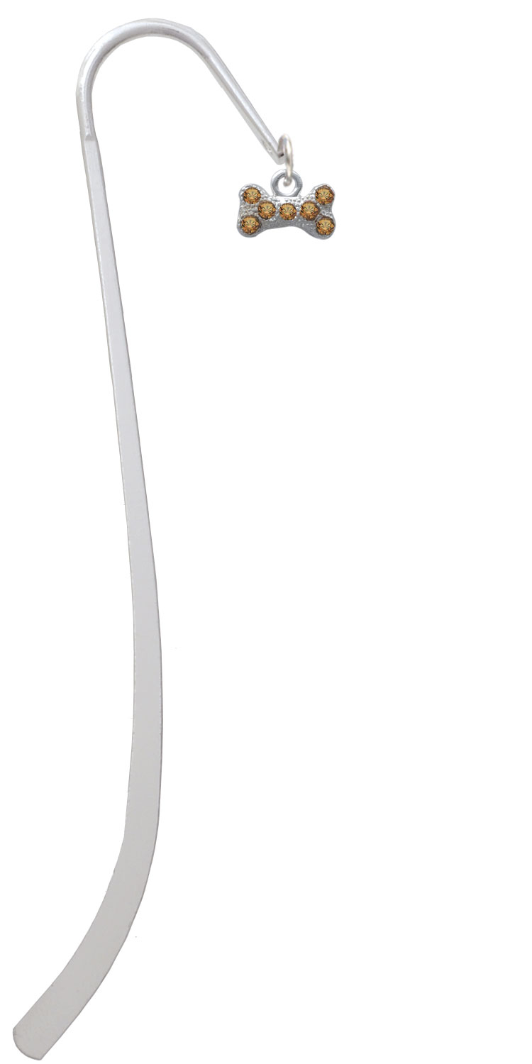 Mini Brown Crystal Dog Bone Charm Bookmark