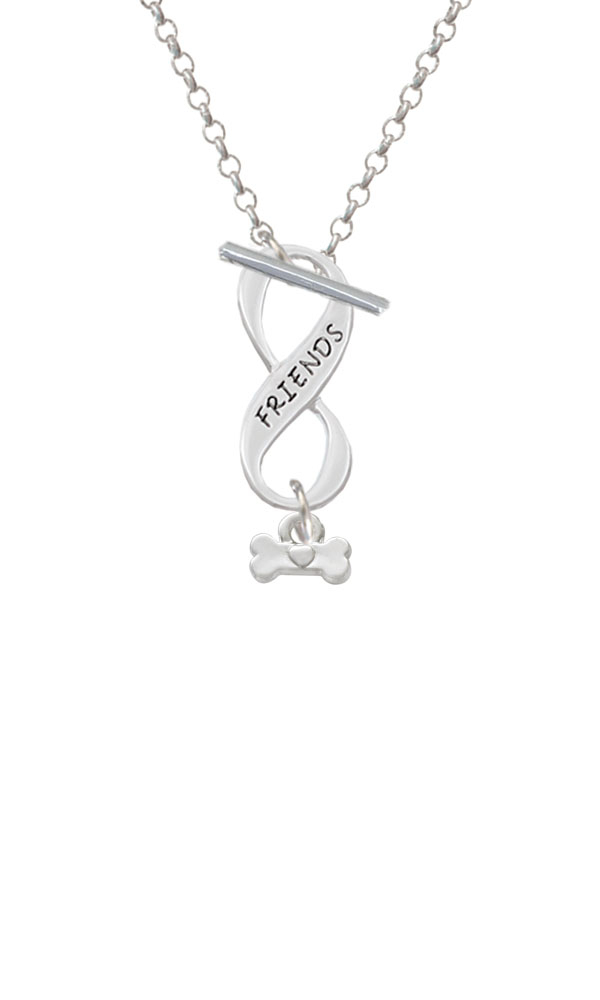 Mini Dog Bone with Heart Friends Infinity Toggle Necklace