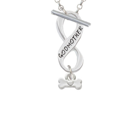 Mini Dog Bone with Heart Godmother Infinity Toggle Necklace