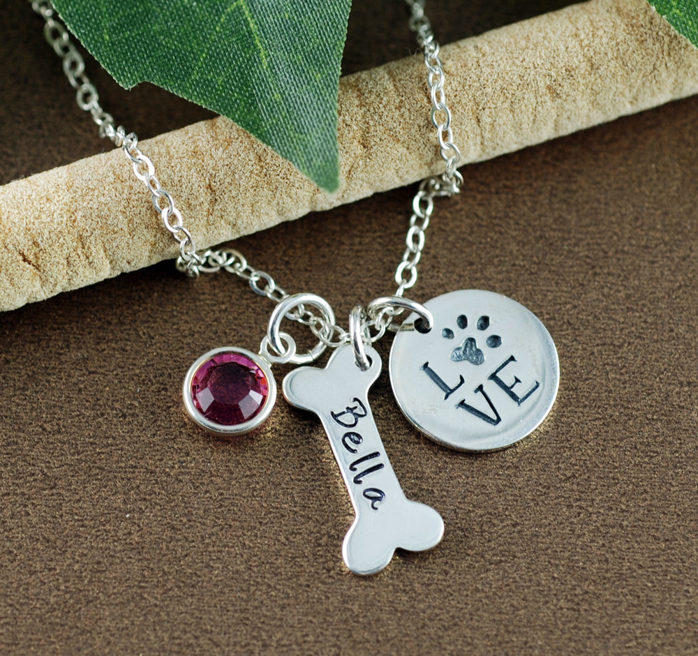 Personalized Dog Bone Necklace, Pet Memorial