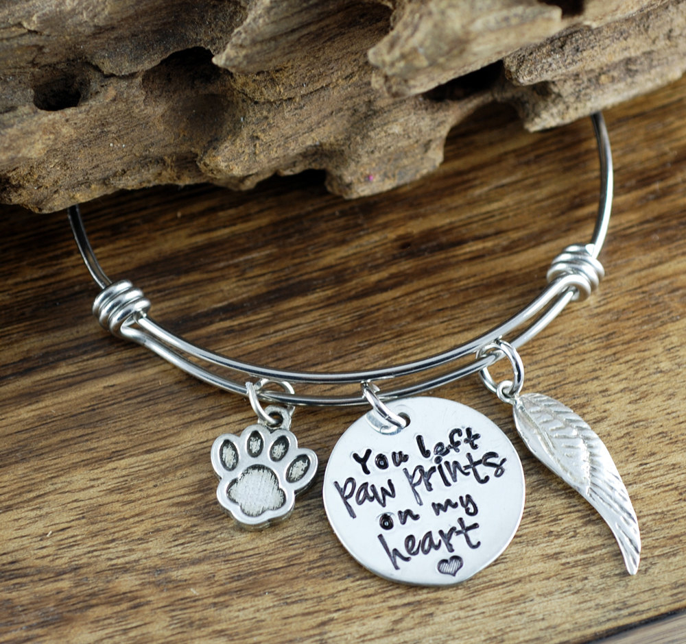 Pet Memorial Bracelet with Paw Prints