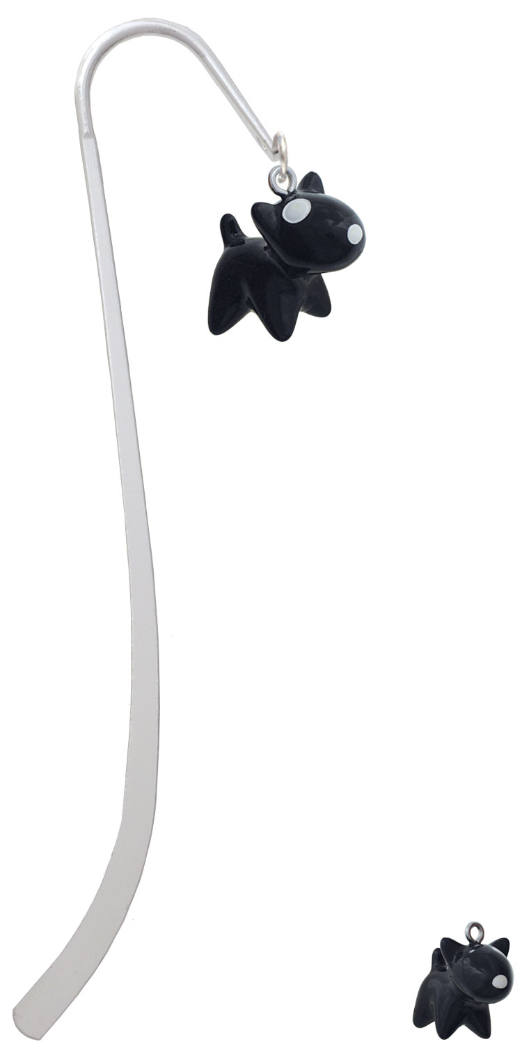 Resin Black Bull Terrier Dog Charm Bookmark