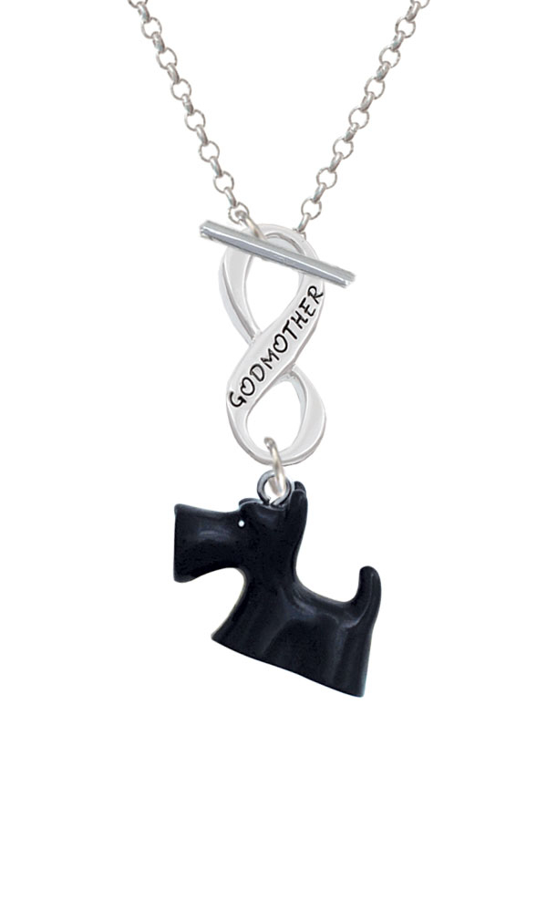 Resin Black Scottie Dog Godmother Infinity Toggle Necklace