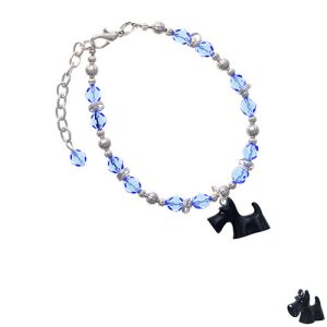 Resin Black Scottie Dog Light Blue Beaded Bracelet