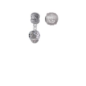 Silvertone Good Dog with Black Paw Spinners Come Let us Adore Him Charm Beads (Set of 2)