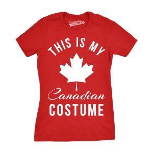This Is My Canadian Costume Funny Halloween Party Tshirt For Women (Red)
