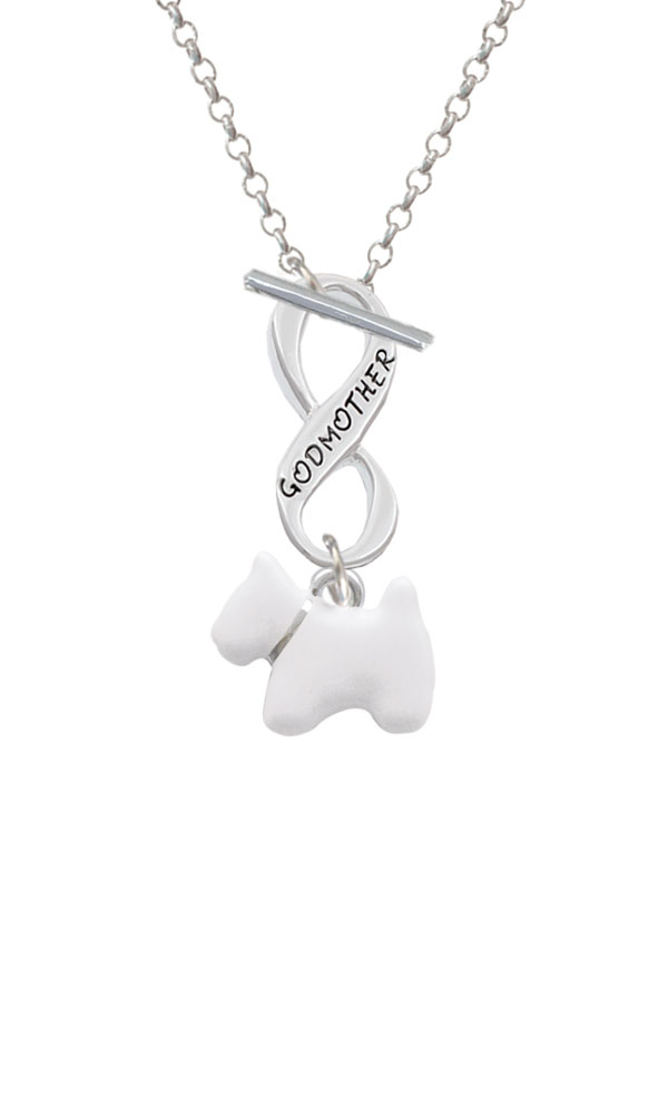 White Westie Dog Godmother Infinity Toggle Necklace