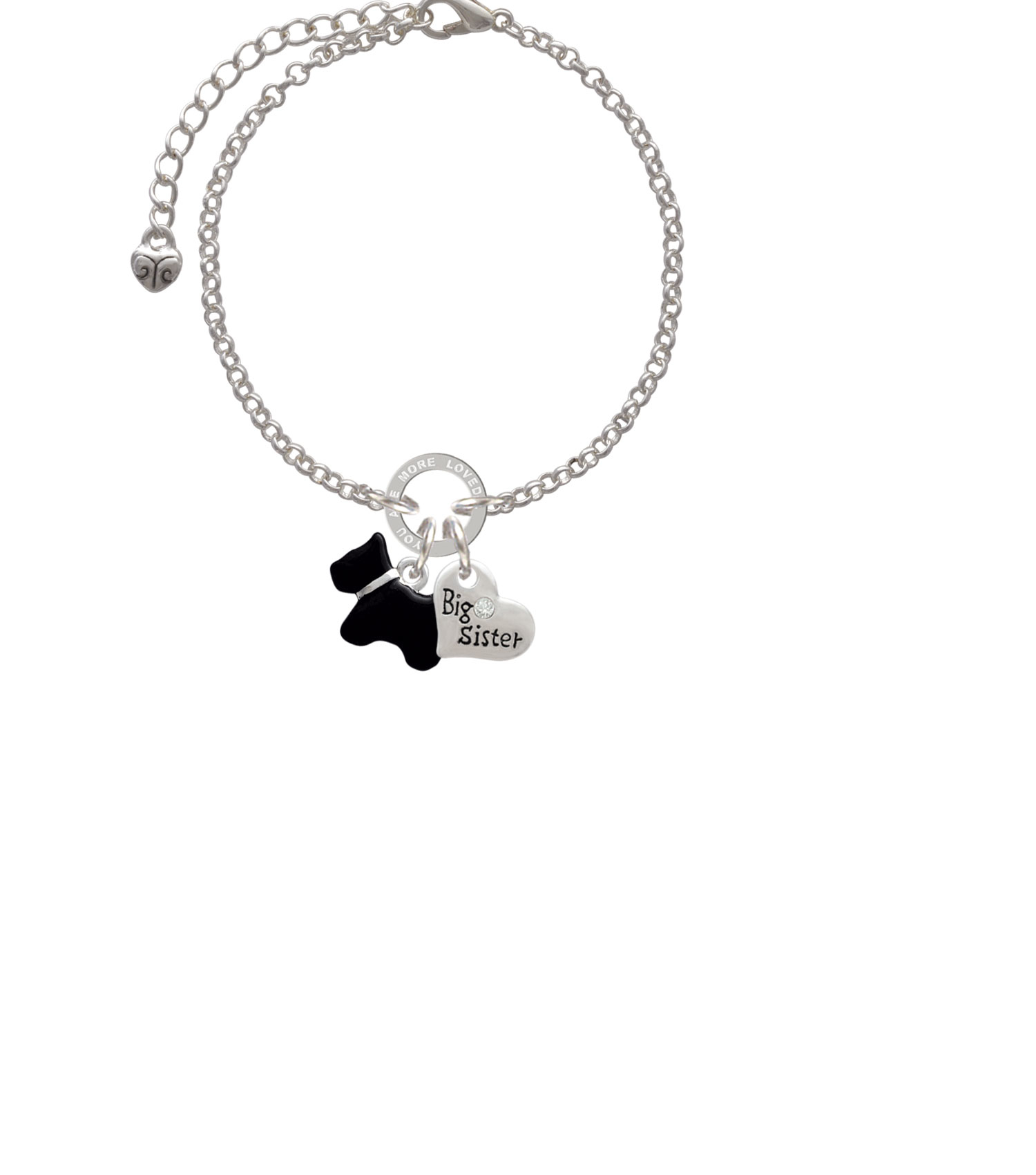 Black Scottie Dog You Are Loved Circle Bracelet