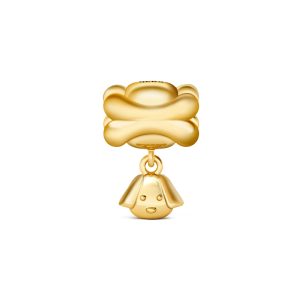 Dog with Bone Charm Sterling Silver