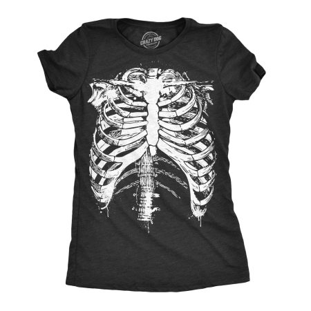 Womens Splattered Rib Cage Tshirt Cool Skeleton Costume Tee For Ladies